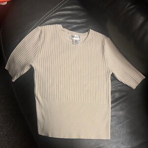 Bailey 44 Beige Ribbed Knit Top